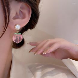 Hoop Earrings S925 Silver Needle Pearl Peach For Women Fashion Temperament Niche Design Ear Ring Ladies Earings Jewellery Accessories