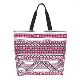 Shopping Bags Bold Colourful Ukrainian Vyshyvanka Tote Bag Recycling Canvas Shoulder Shopper Ukraine Bohemian Geometric Handbag