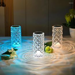 Table Lamps Crystal Rose Lamp Atmosphere Acrylic Creative Ornaments Light Source Plug Type Base Switch Shade