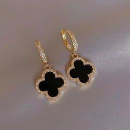 Designer earrings Four-leaf clover earrings for women senior classic small fragrant wind earrings new clover earrings 18k gold light luxury flash mens earrings