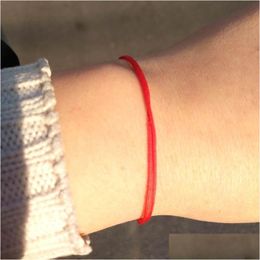 Charm Bracelets Simple Thin Lucky Red String Bracelet Wax Rope Friendship Bangles Pseras Drop Delivery Jewellery Dhvcf