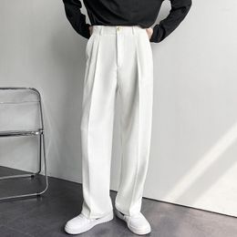 Men's Pants White Solid Men's Wide Leg Suit Casual 2023 Fashion Brand Male Trousers Baggy Korean Style Clothing