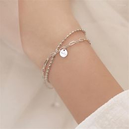 Charm Bracelets Wholesale Drop Double Layers Letters Lucky Bean Women's Tibetan Silver Bamboo Link Chain Round Boho Jewellery