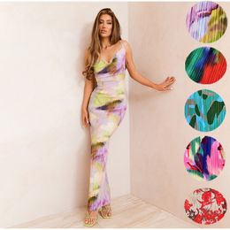 Summer Casual Dresses Fashion Print Sexy Backless Strappy Strapless Dress