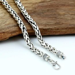 Chains Real 925 Sterling Silver Necklace 6.0mm Wheat Link Chain 19.7"- 23.6" Stamp