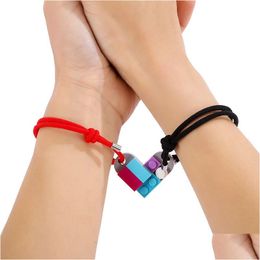 Charm Bracelets 2 Pcs/Lot Couples Bracelet Friend Building Blocks Assembling Attractive Jewellery Drop Delivery Dh6Rk