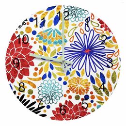 Wall Clocks Geometric Colourful Radiant Flowers Luminous Pointer Clock Home Ornaments Round Silent Living Room Office Decor