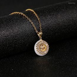 Pendant Necklaces Classic Gold Shell Color Crystal Cross Necklace For Women Charm Girl Jewelry