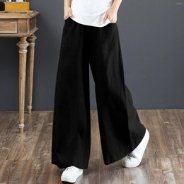 Women's Pants Women's Solid Casual Drawstring Loose Elastic Waist Beach Leg Palazzo Trousers With Pockets Ropa Mujer 2023