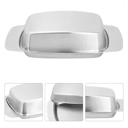 Dinnerware Sets French Butter Stainless Steel Box Keeper 17.5x10.5cm Case Server Silver Lidded Tray