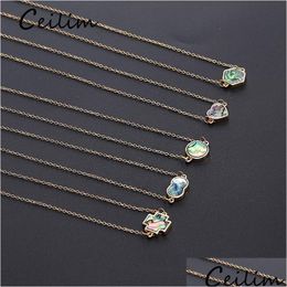 Pendant Necklaces Fashion Infinite Heart Round Cross Hexagons Clavicle Necklace For Women Gold Color Chain Abalone Shell Party Jewel Dhlra