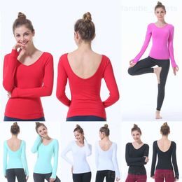 Women Long Sleeve Slim T-Shirts Yoga Exercise Swiftly Tech V-Neck Running Tshirt Breathable Popular Slim Tee Shirt Stretch Jogging Tops