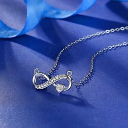 New Arrival Personality Symbol 8-character 925 Silver Necklace Female Pendant Heart Cz Party Trendy Statement For Girls