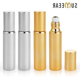 10ml mini Refillable Perfume Bottle UV Glass With Roll On Empty Essential Oil Vial For Travel 100Pieces/Lot Trliu