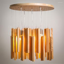 Chandeliers Lamp LED Nordic Style Original Wood Designer Art Chandelier Creative Personality Retro Dining Living Decoration Ceiling Lights