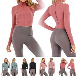 Define Women Yogas Coat Tops High Elasticity Sports Jacket Sportswear Long Sleeve Stretch Slim Jackets Activewear Swift Speed Fitness Clothes Gym