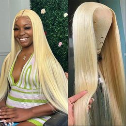 613 Lace Frontal Wig 30 Inch Straight Blonde Lace Front Wig for Women Pre Plucked Brazilian Glueless Human Hair Wigs