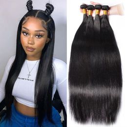 Hair Bulks 100 Human Straight Bundles Bone 32 inch 1 3 4 Brazilian Weave Extensions 230609