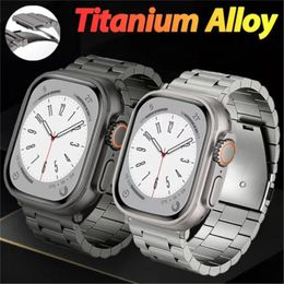 Titanium Alloy Strap Bracelet for Apple Watch Ultra 49mm Series 8 7 6 5 4 SE 44mm 45mm Press Folding Buckle Band