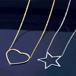 Choker Chokers WEIER Stainless Steel Chain Neckless For Women Heart Star Round Pendant Necklace Korean JewelryChokers