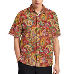 Men's Casual Shirts Retro Paisley Print Shirt Trippy Hippy Beach Loose Summer Y2K Blouses Short Sleeve Custom Oversized Clothing