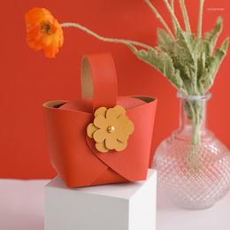 Gift Wrap 50PCS Wedding Candy Box With Flower Leather Bag Hand-Held Supplies Packaging Bags Small Boxes For Gifts