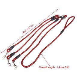 Dog Collars Leashes Triple Dogs Leash Coupler Lead With Nylon Soft Handle For Walking 3 Outside Z0609