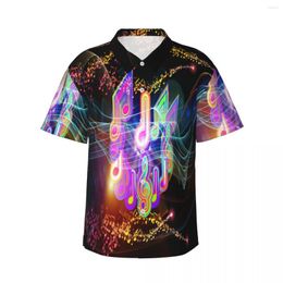 Men's Casual Shirts Men's Short-sleeved Colorful F Waves And Music Notes Shirt Beach Clothes Personality Tops