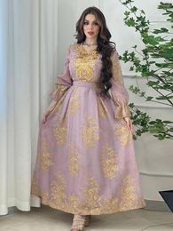 Ethnic Clothing Eid Women Lace-up Dress Abaya Muslim Party Dresses Ramadan Abayas Caftan Kaftan Mesh Embroidery Vestidos Robe Dubai Arab