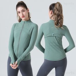 new womens yoga long sleeves jacket solid color nude sports shaping waist tight fitness loose jogging sportswear fitness jacket sport jacketFUA0