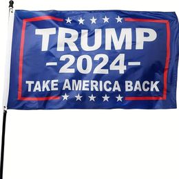 1pc Trump Flag 2024 Take America Back 3x5FT Banner Indoor Outdoor Brass Grommets Vivid Red Colour Home Decoration For Supporters Fans