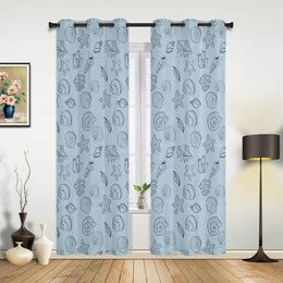 Curtain Ocean Shell Starfish Window Curtains For Living Room Bedroom Kitchen Treatments Valance Home Decor Drapes