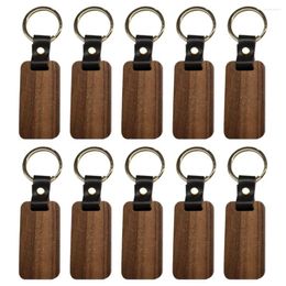 Jewelry Pouches 10Pcs Wooden Keychain Rectangular Collectible Key Ring Car Bag Hanging Pendant Painting Crafts Cute