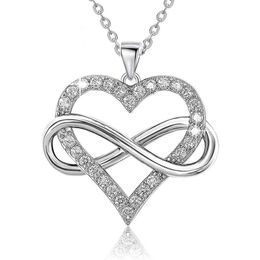 Popular S925 Silver Necklace Heart-shaped 8-character Love Symbol Pendant Full of Cz Jewelry Christmas Gift For Girl