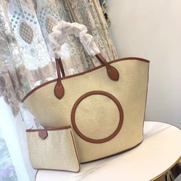 Designer Bag Raffia Basket Straw Shoulder Bags Beach Tote Bag Luxury Women Organisation Shopping handbag Vuittnno Original Purse Large Space Leather Edging 34Cm