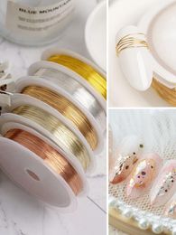 Nail Art Decorations 20M/Roll Luxury Metal 3D Alloy Gold Silver Copper Line Rivets Studs Manicure Nails Accessories Charms