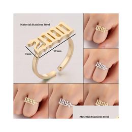 Band Rings New Fashion Stainless Steel For Women Korean 19851997 Custom Birth Years Number Sier Gold Rose As Gift Best Friend Drop D Dhjmr