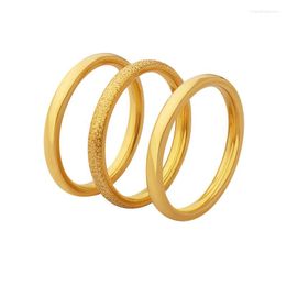 Cluster Rings Amaiyllis 18K Gold 3pcs/set Minimalist Plain Hoop Frosted Set Ring Eternity Couple Index Finger Jewelry