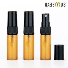 100Piece/Lot 3ml Amber Spray bottle Atomizer Perfume Bottle Empty Parfum Sample Essential Oil Cosmetic Container Ttwff