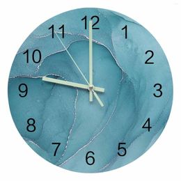 Wall Clocks Marble Agate Luminous Pointer Clock Home Interior Ornaments Round Silent For Living Room Bedroom Office Decor