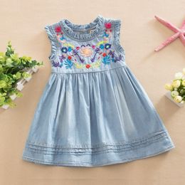 Girl's Dresses AiLe Rabbit Girls Denim Dress Princess Embroidered Sleeveless High Quality Casual Comfortable Children's Clothing K1 230609