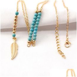 Pendant Necklaces Bohemian Ethnic Tassel Necklace Beaded Feather Long Chain For Women Summer Love Vintage Jewelry Gift Drop Delivery Dhnof