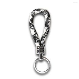 Keychains Mama Handmade Weave Woven Black&white Keychain Jewelry Lattice Men Women Jewellery Gift For Him
