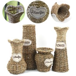 Vases Flower Vase Decoration Home Weave Pot Basket Rattan for Flowers 230609