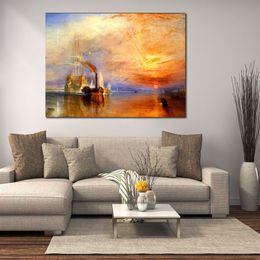 Canvas Art The Fighting Temeraire Tugged to Her Last Berth to Be Broken up by Joseph William Turner Painting Handmade Wall Decor