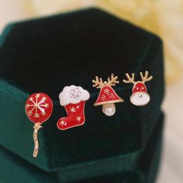 Stud Earrings Year Christmas Jewellery Gifts For Women Girls Fashion Cute Enamel Deer Socks Balloon Lovely Party