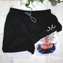 Men's Shorts Manga Print Mens Running Shorts Mesh Quick Dry Anime Gym Shorts 2 In1 Double Deck Performance Fiess Workout Sports Short Pants b1