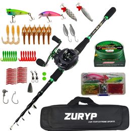 Rod Reel Combo ZURYP 1.8m 2.7m Carbon Casting M Power Fishing Set With Baitcating Bag PE Braided Line Lure Box Full Kits 230609