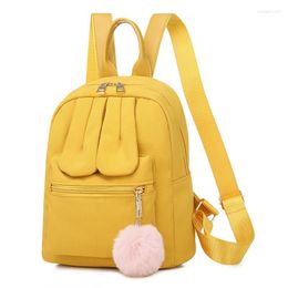 School Bags Young Girl Backpack Female Kawaii Lovely Back Pack Mochila Fur Ball Women Bagpack Oxford Cartoon Bag