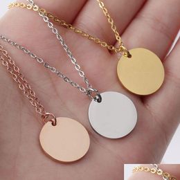 Pendant Necklaces New Blank Round Necklace Stainless Steel Gold Minimalist Dog Tag Coin Jewelry For Buyer Drop Delivery Pendants Dhv1F